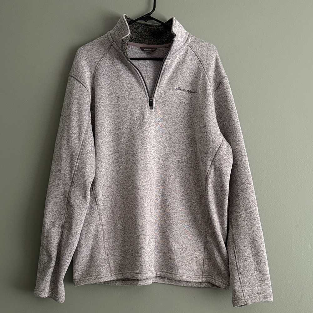 Eddie Bauer Men's Heather Gray Zip-Up Sweater